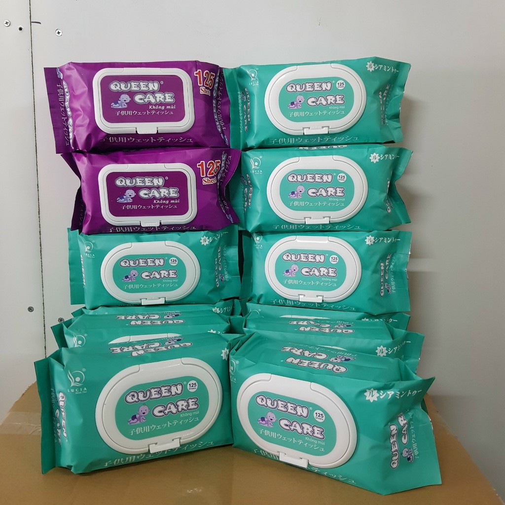 [HCM](Bán Buôn) Khăn Giấy Ướt Queen Care 125 Tờ- Không mùi- An toàn cho mọi loại da- Hàng Xuất Khẩu