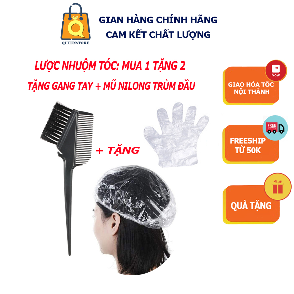 Mua 1 Tặng 2: Lược Chải Nhuộm Tóc Chuyên Dụng Tặng Bao Gang Tay Nilong Và Mũ Trùm Đầu Ủ Tóc - Queenstore