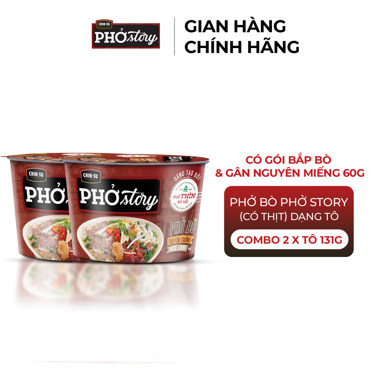 [VC 20% ĐƠN 199K] (Chọn Loại) Phở Bò Phở Story (Tô Có Thịt) 131g