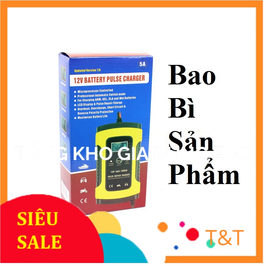 Bộ sạc điện acquy FOXSUR 12V 5A kèm phục hồi bình