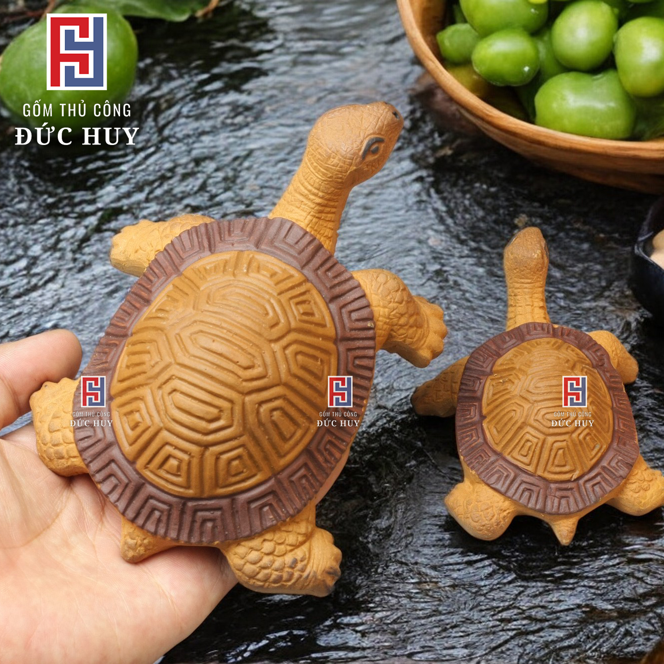 Tượng gốm con Rùa thả bể cá - trang trí hòn non bộ