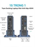 ACASIS15 trong 1 USB C  Đế cắm máy tính để bàn cho máy tính xách tay USB-C Màn hình HDMI 4K DP 4K/60 HZ 2*USB3.1 10GBPS SD/TF Âm thanh RJ45 cho Mac & Windows DS-7A15