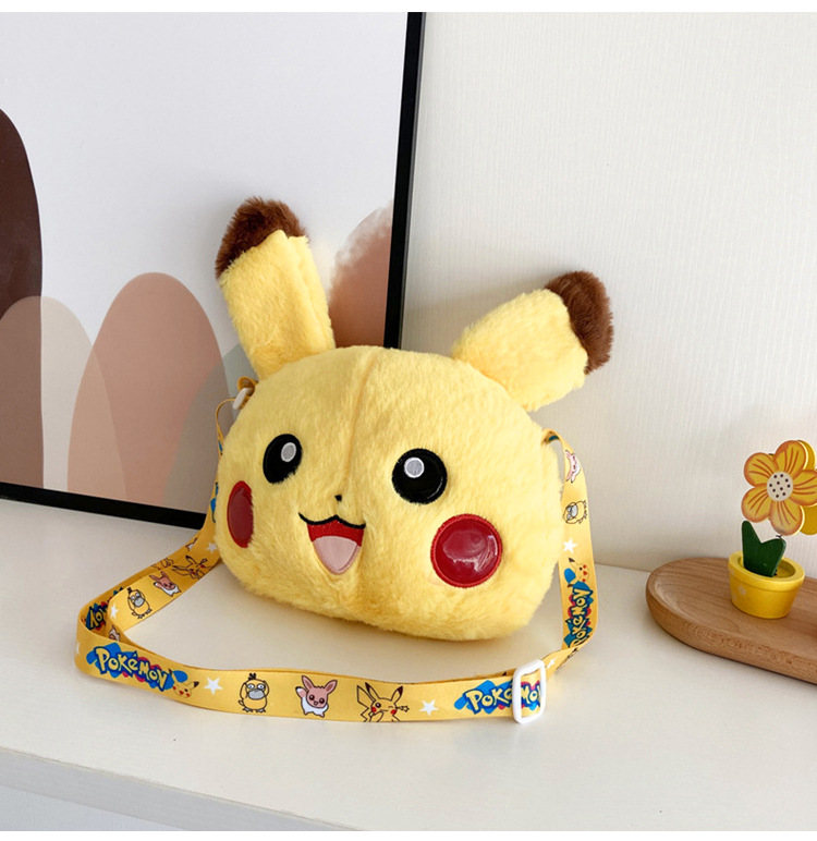 Túi PIKACHU đeo chéo siêu dễ thương túi đeo chéo thú bông POKEMON có dây đeo in hình độc lạ