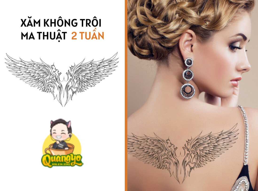 Hình Xăm đôi Cánh Thiên Thần Màu đen Trên Lưng Phụ Nữ | Nền JPG Tải xuống  miễn phí - Pikbest