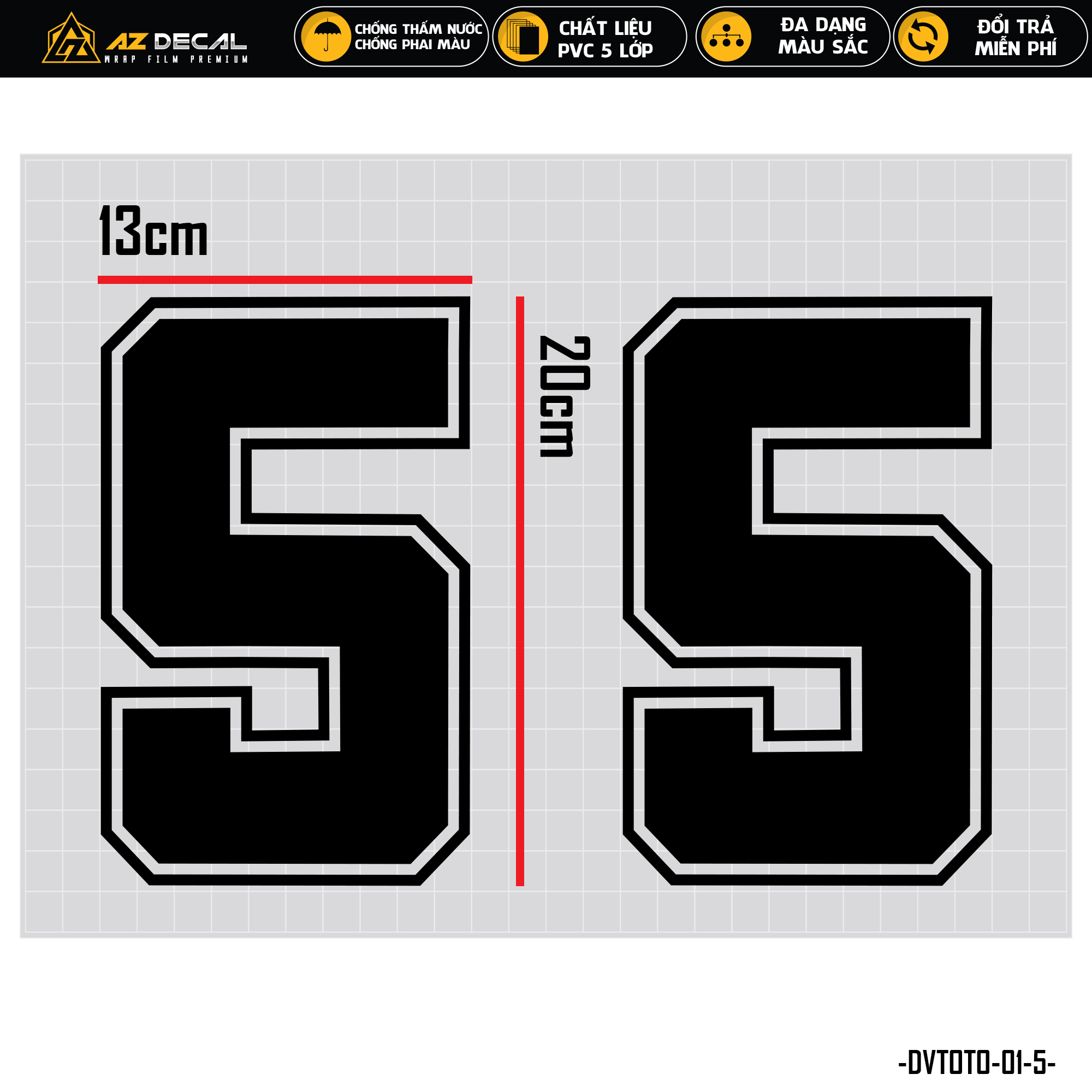 [1 Cặp] Tem Dán Xe Ô Tô Decal Dán Sườn Capo Đuôi Xe Mẫu Chữ Cái | DVTOT-01 | Tem Dán Sườn Xe Ô Tô Ot