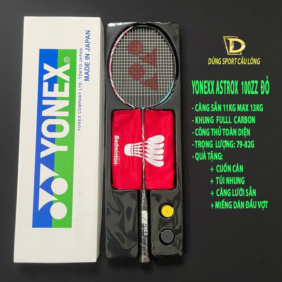 Vợt Cầu Lông Yonex Astrox 100ZZ Kurenai Đỏ Bản Full Hộp Căng Sẵn 10.5kg Kèm Cuốn Cán Túi Đựng Vợt