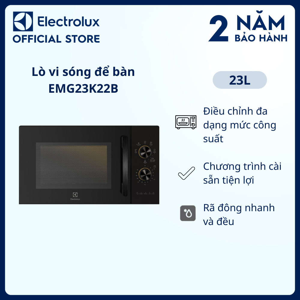 Lò vi sóng để bàn tích hợp nướng đối lưu Electrolux 23L - EMG23K22B - Chức năng vi sóng nướng h