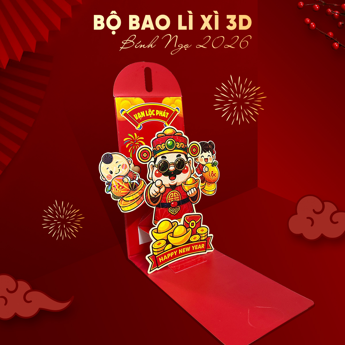 Bao Lì Xì Popup 3D Cao Cấp Tết Bính Ngọ 2026 Lì Xì Mẫu Thiết Kế Đẹp Sang Trọng – BEYOU DIY