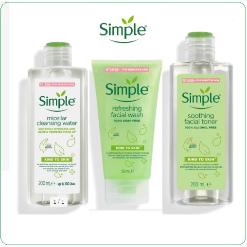 Sữa Rửa Mặt Tẩy Trang Nước Hoa Hồng Simple Kind To Skin Refreshing Facial Wash