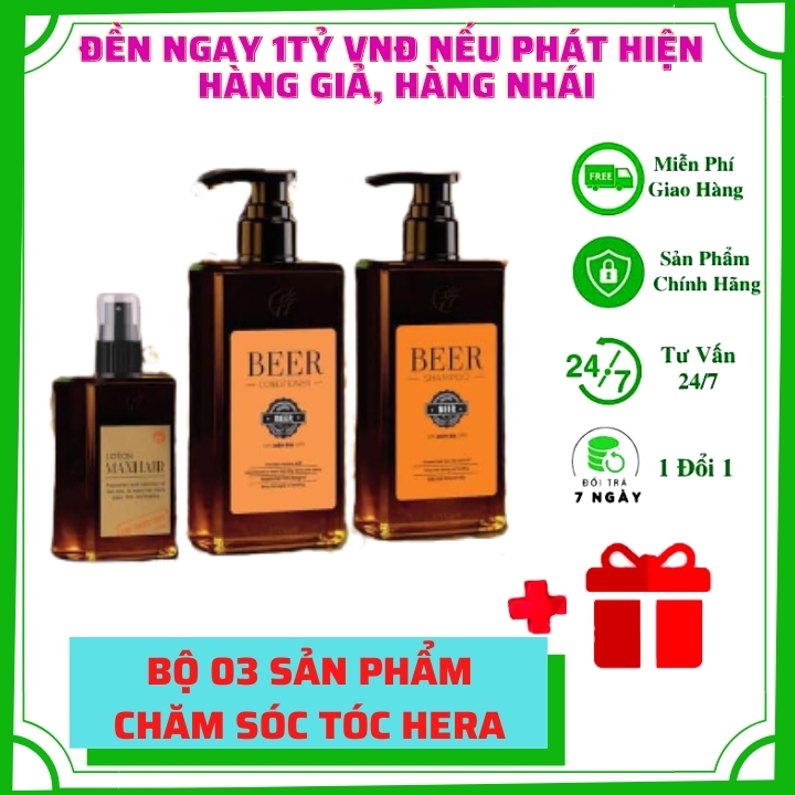 Dầu Gội 100%[̣Đánh Bay Gàu Và Gãy Rụng]✅ Dầu Gội Kích Thích Mọc Tóc - Bộ 3 Siêu Phẩm Chăm Sóc Tóc Từ Men Beer Tươi - Dầu Gội Thảo Dược