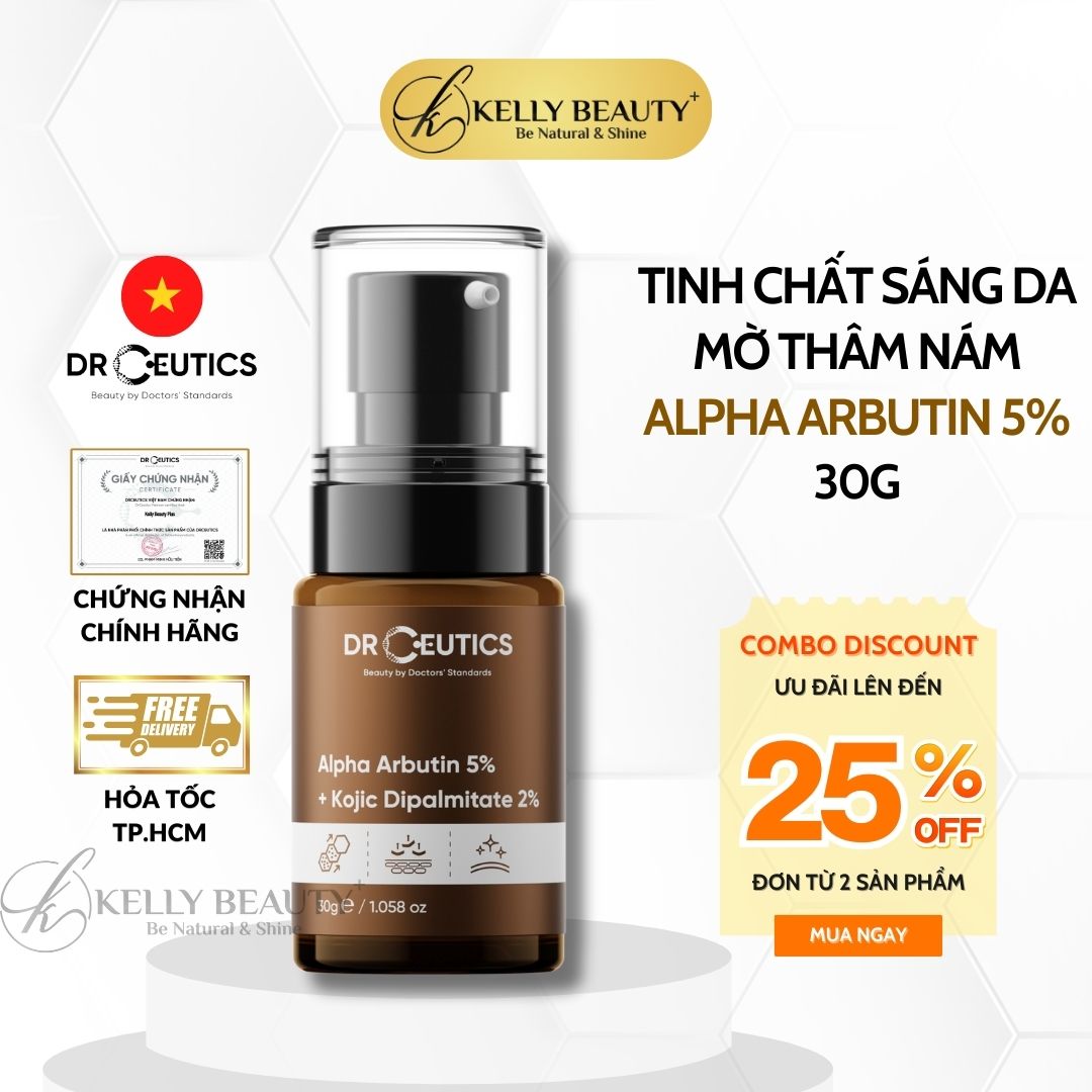 Tinh Chất Trắng Sáng Da DrCeutics Alpha Arbutin 5% + Kojic Dipalmitate 2% | Kelly Beauty