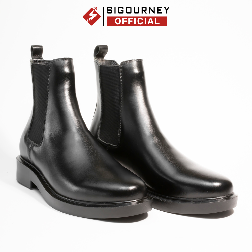 Giày Bốt Nam Cổ Cao Chelsea Boots Mũi Tròn SIGOURNEY Da Bò Nappa Chống Nhăn BOOTS04 Bảo Hành 18 Tháng