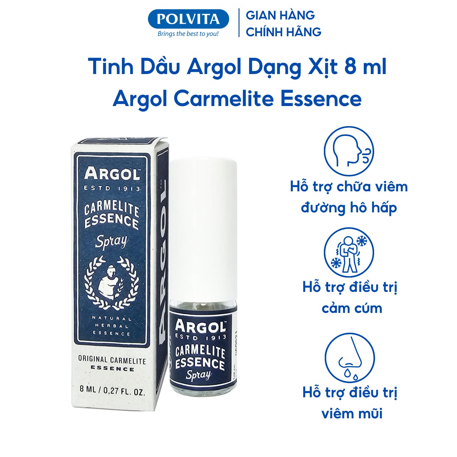 Tinh dầu ARGOL CARMELITE ESSENCE (Thương hiệu ARGOL) xịt họng 8ml/50ml