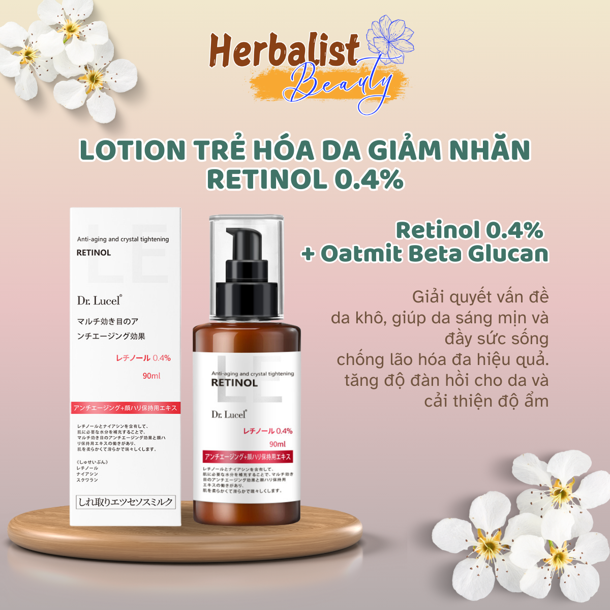 Essence Dưỡng Da Ngăn Lão Hóa Giảm Nhăn Dr Lucel Retinol 0.4 Nhật Bản 105ml