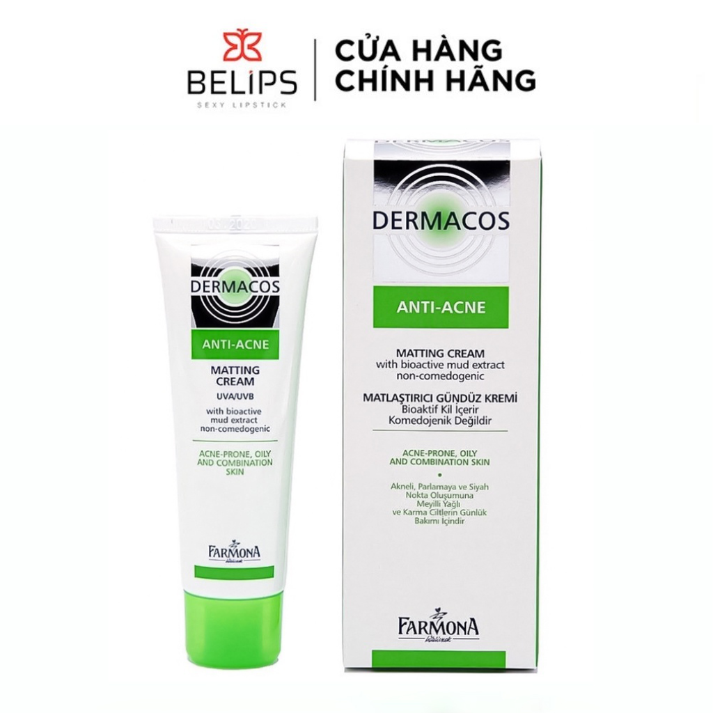 Dermacos Kem Dưỡng Giảm Bóng Nhờn Ngừa Mụn Farmona Dermacos Anti Acne Matting Cream Lenis 50ml - BEL