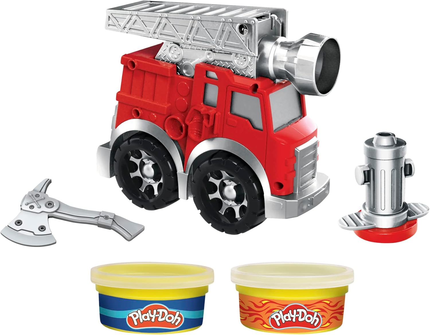 Bộ đồ chơi đất nặn và xe cứu hỏa Play-Doh Wheels Fire Engine Playset with 2 Non-Toxic Modeling Compo