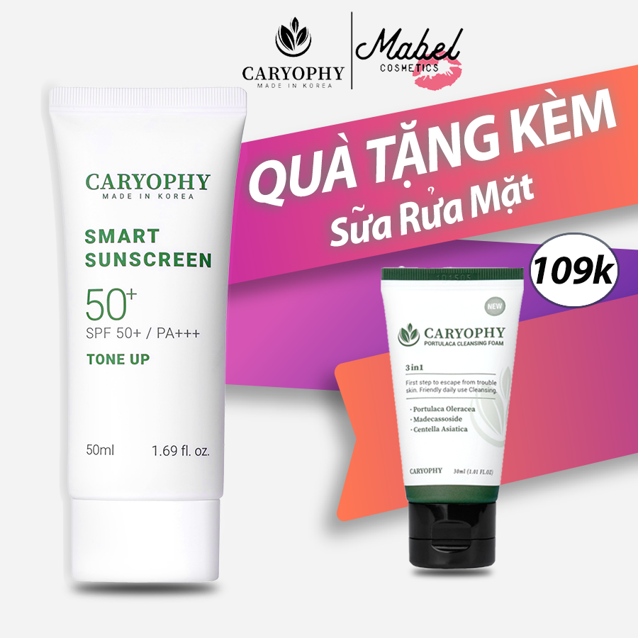 Kem Chống Nắng Nâng Tone Ngừa Mụn Caryophy Smart Sunscreen Tone Up 50Ml Cho Da Dầu Da Nhạy Cảm