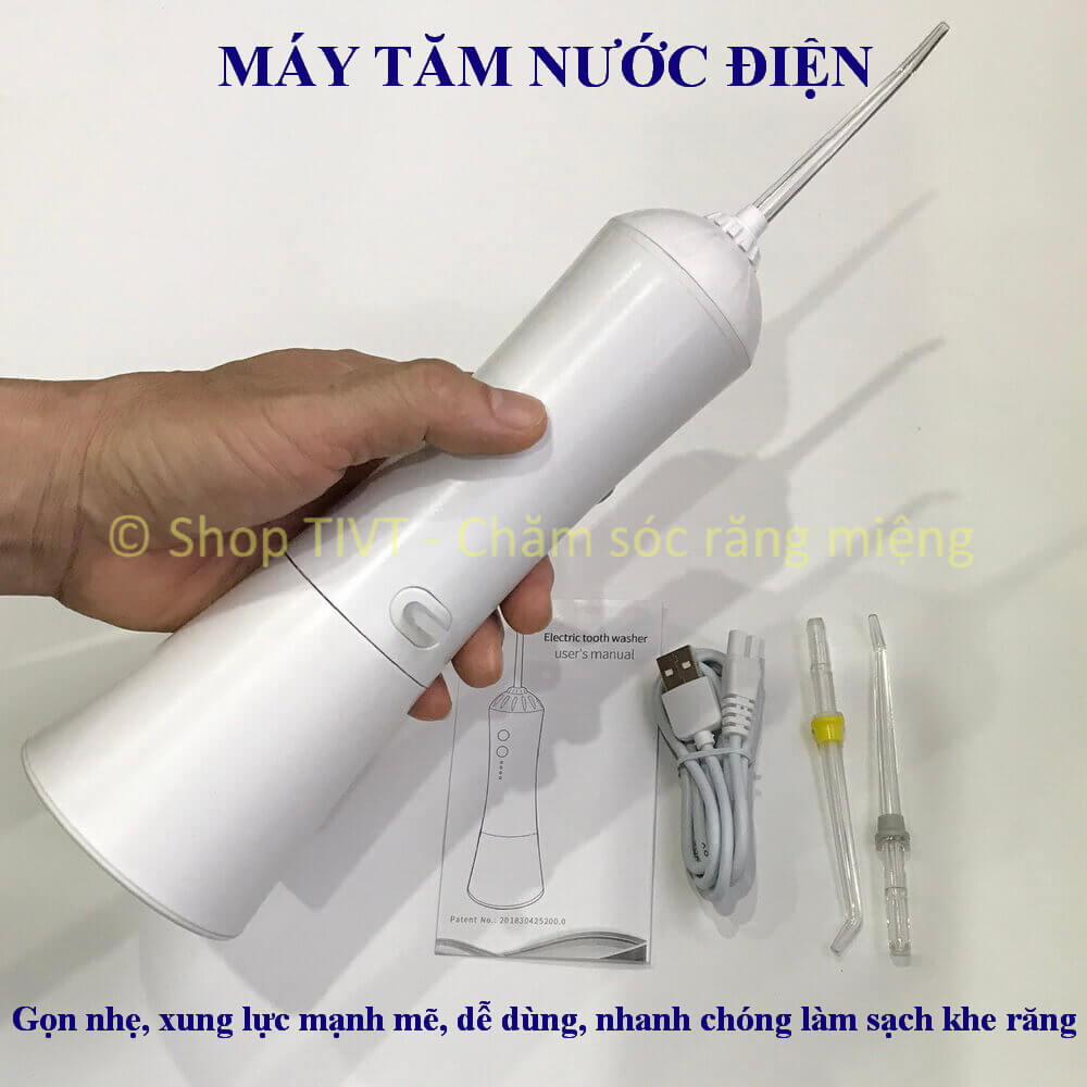 Tăm Nước Để Bàn Động Cơ Điện Xung Lực Mạnh Mẽ Giúp Làm Sạch Khe Răng Chống Mảng Bám Phòng Ngừa Cao Răng - Tiện Ích Vượt Trội