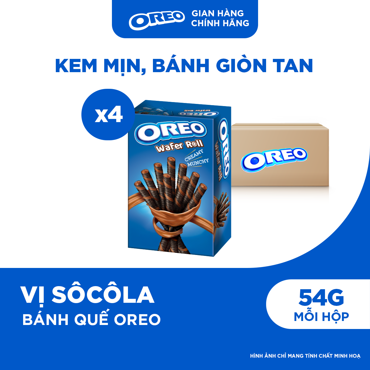 Combo 4 Bánh Quế Oreo Với Kem Vị Sôcôla 54g
