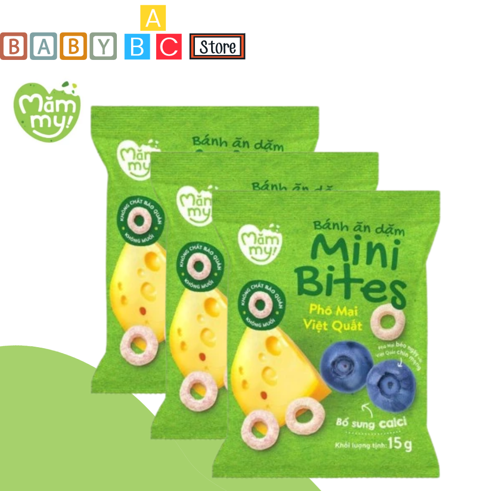 Combo 5 Túi Bánh Ăn Dặm Cho Bé Mini Bites Mămmy Siêu Mềm Xốp Dễ Tan Bổ Sung Canxi Túi 15g