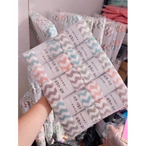 Khăn Mặt Lông Cừu Xuất Hàn Vân Kẻ Sọc Siêu Mềm