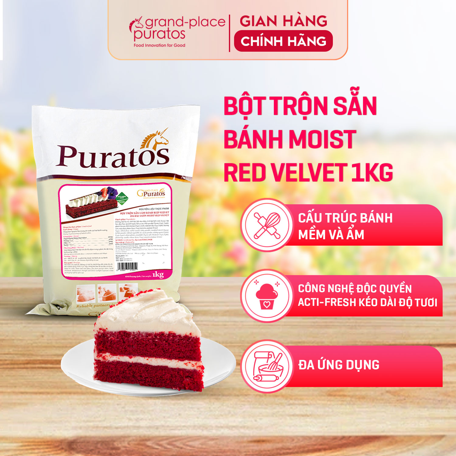 Bột Trộn Sẵn Làm Bánh Red Velvet Puratos Grand-Place VN -1kg