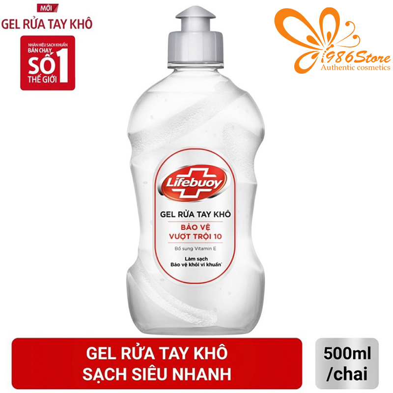 [ Hàng Chính Hãng - Chai Lớn 500Ml ] Gel Rửa Tay Khô Sạch Siêu Nhanh Lifebuoy Bảo Vệ Vượt Trội 10 (Nắp Bạc 500Ml)