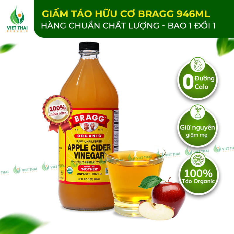 Giấm Táo Hữu Cơ Bragg Có Giấm Cái Nhập Chính Hãng Mỹ Thức Uống Healthy Eatclean (Việt Thái Organic)