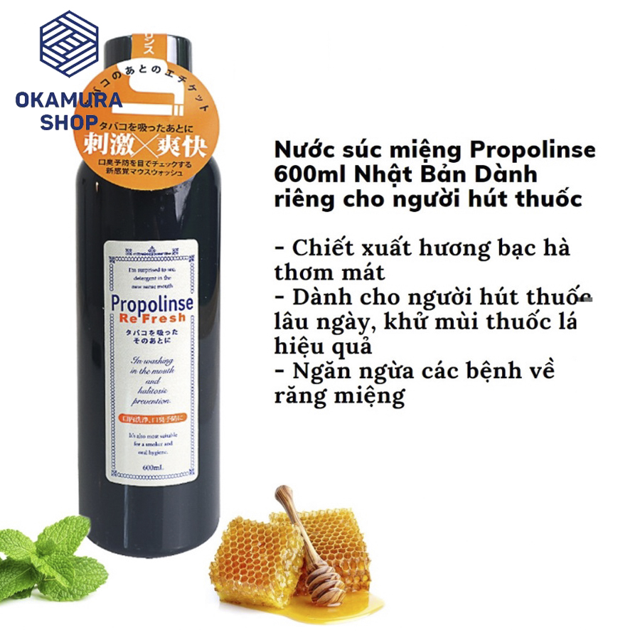 [Hàng Nhật Nội Địa] Nước Súc Miệng Propolinse Nội Địa Nhật Nhật Bản 600Ml - Dành Cho Người Hút Thuốc