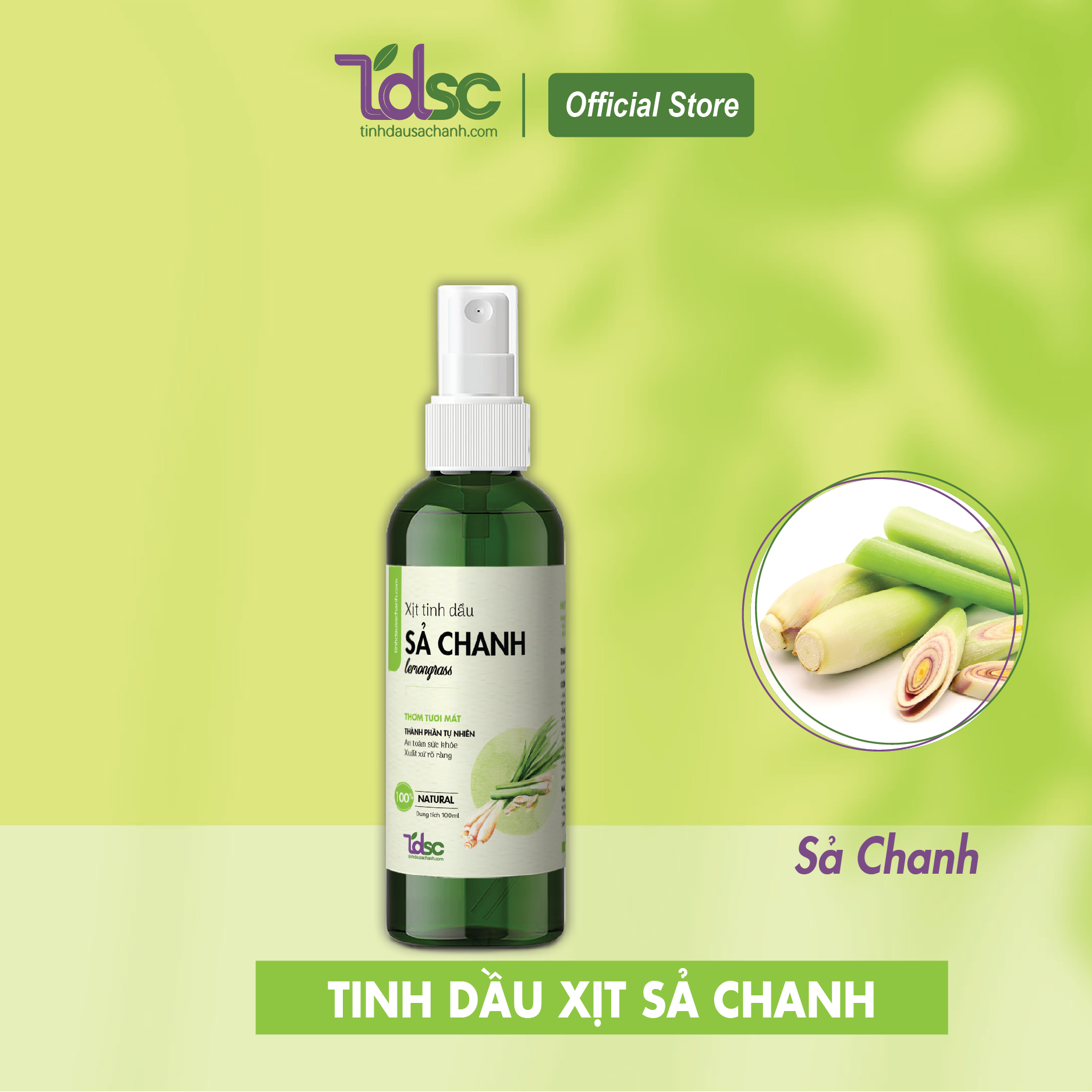 Chai Xịt Tinh Dầu Sả Chanh Nguyên Chất Thơm Phòng Đuổi Muỗi TINHDAUSACHANH 100/500ml Tinh Dầu Sả Xịt Phòng Khử Mùi