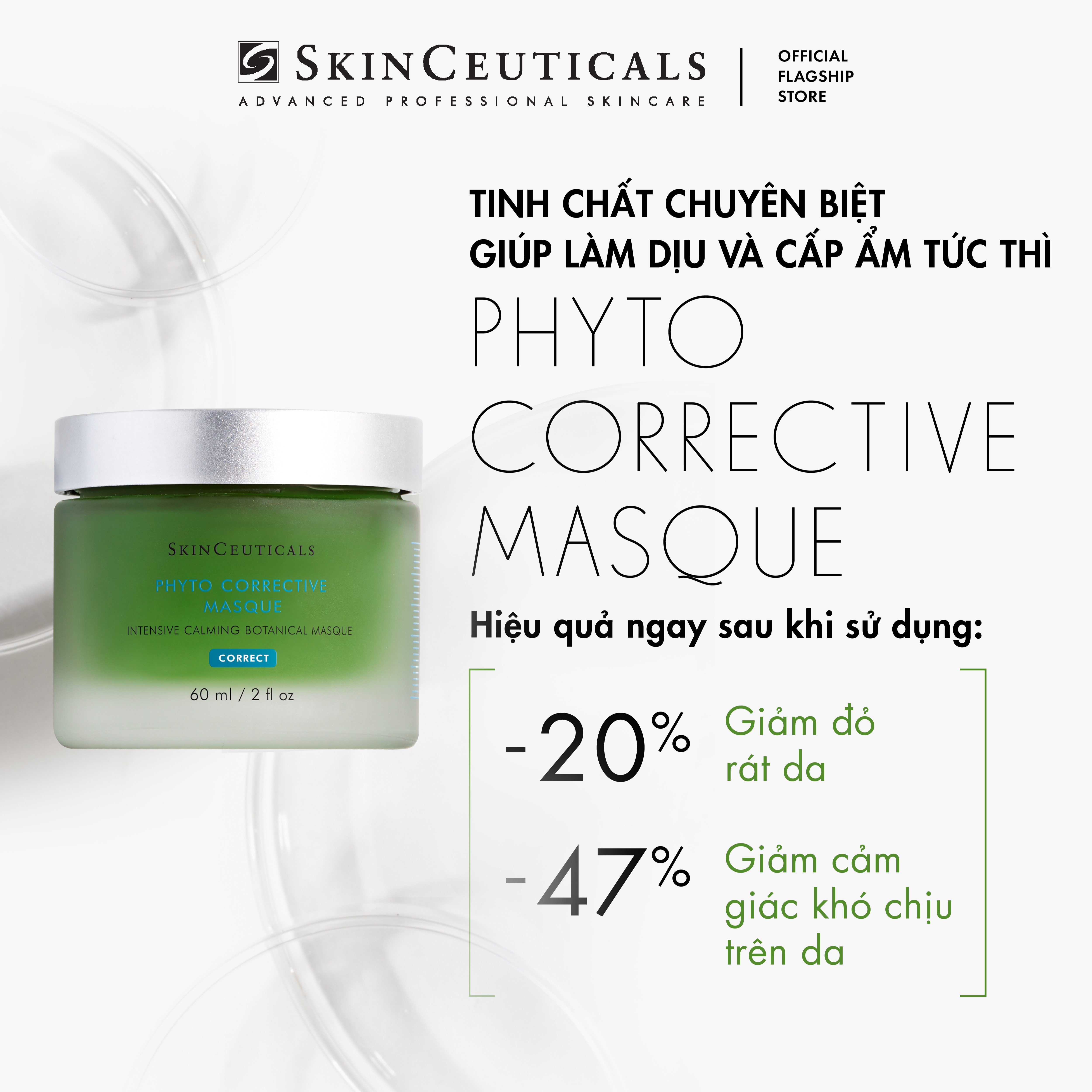 Mặt nạ thảo mộc chuyên biệt ​Skinceuticals Phyto Corrective Masque giúp làm dịu và cung cấp độ ẩm tức thì cho da 60ml