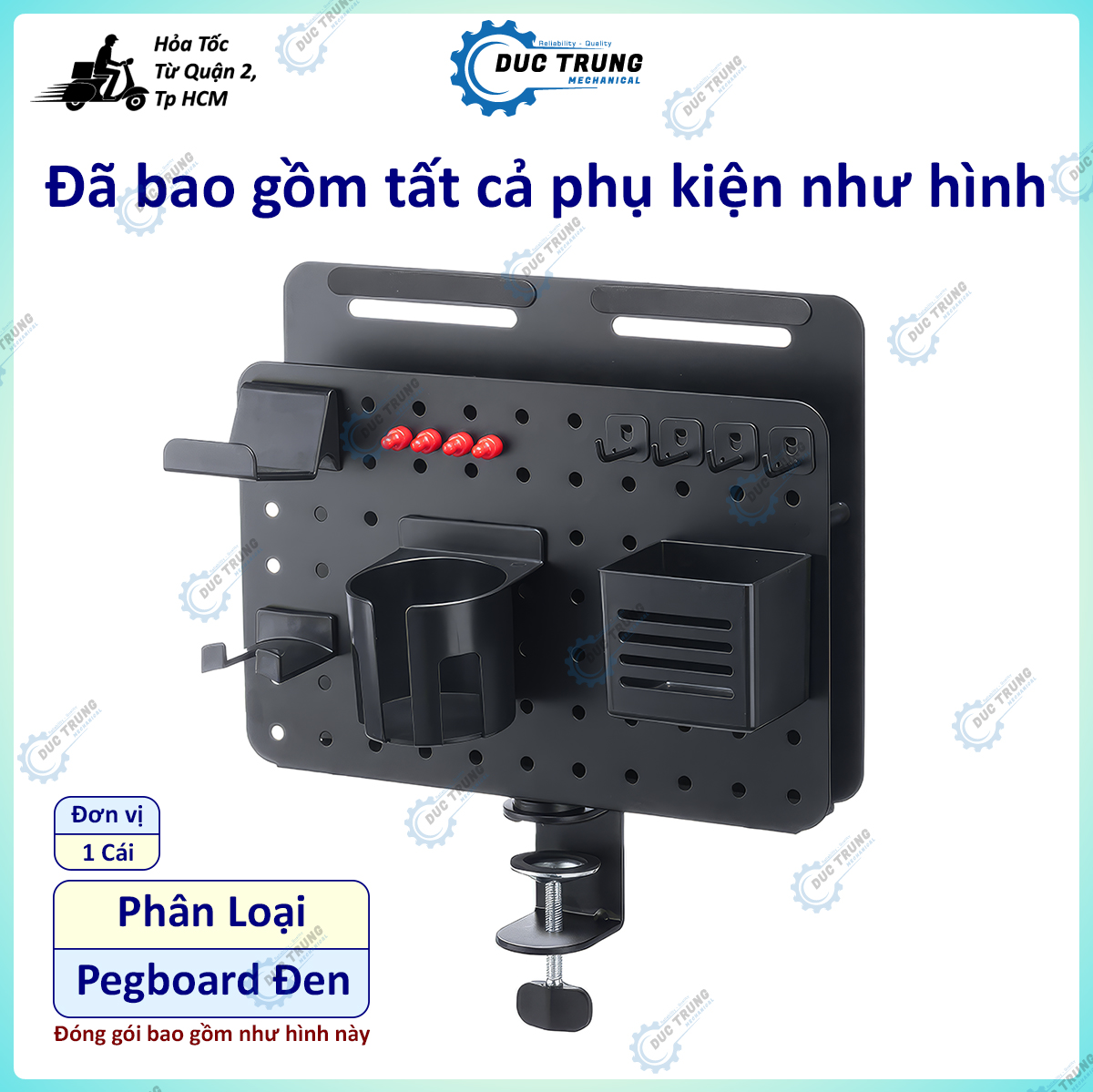 Pegboard Bảng Treo Đồ Đa Năng - Kẹp Bàn Xoay 360° Tiện Lợi Gọn Gàng Hiện Đại - 861