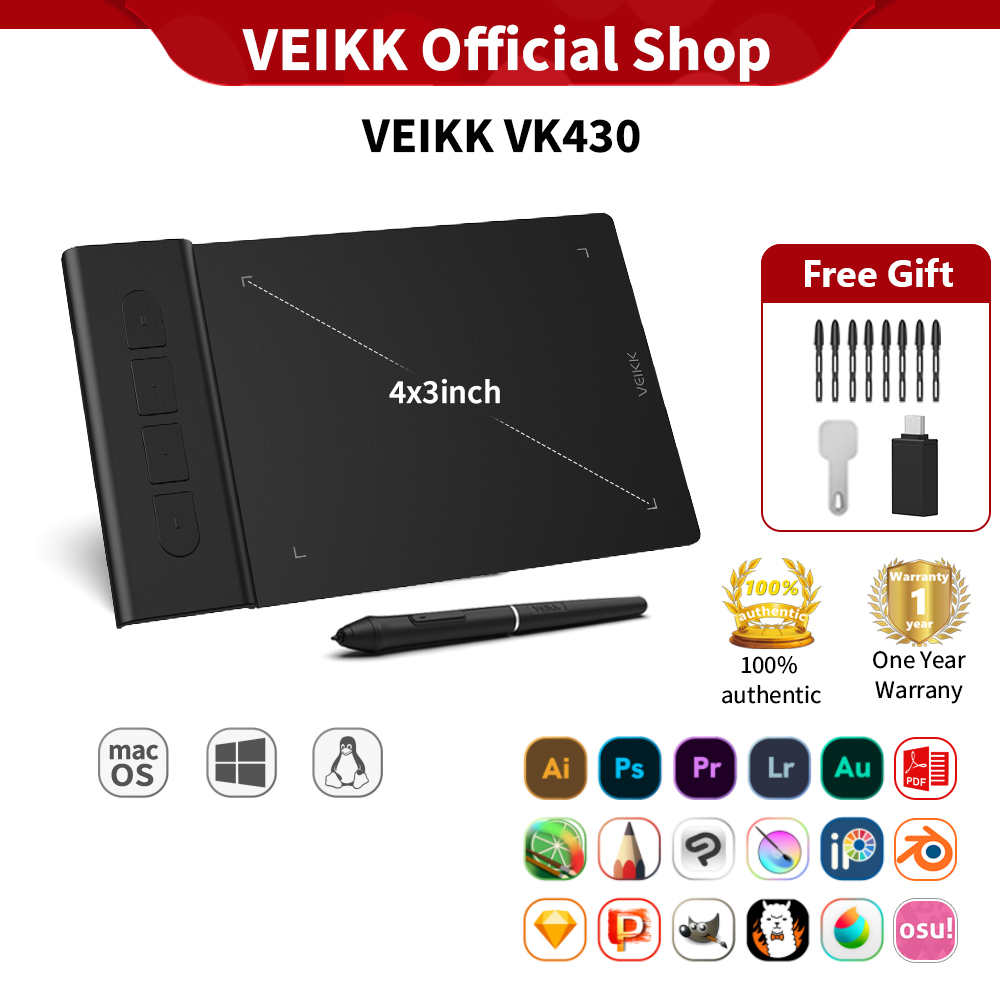 VEIKK Creator Pop VK430 4x3 Inch Ultra-thin Portable OSU! Pen Tablet Digital Drawing Tablet Graphics
