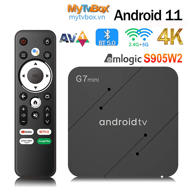 TV Box G7 Mini Điều Khiển Giọng Nói Wifi Kép Bluetooth RAM 2GB Android TV 11