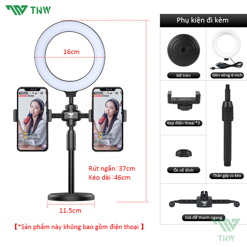 TNW Bộ sản phẩm Đèn Livestream Để BànMake Up Trang Điểm Chụp Ảnh Bán Hàng OnlineĐèn Livestream