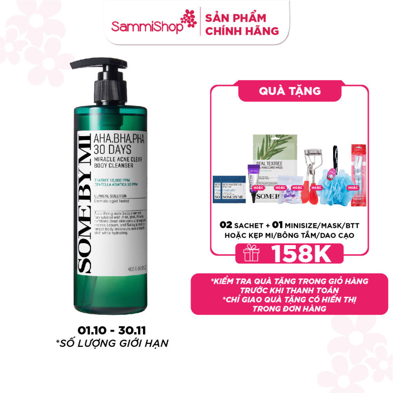 Some By Mi Sữa tắm (Dưỡng Body) AHA-BHA-PHA 30 Days Miracle Acne Clear Body Cleanser 400g