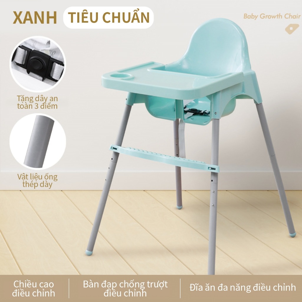 Ghế ăn dặm bàn ăn cho bé kèm mặt bàn 3 dây đai an toàn sử dụng cho bé từ 6 tháng đến 3 tuổi