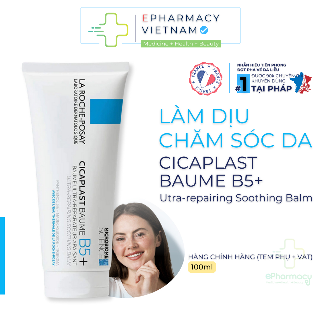 Kem dưỡng LA ROCHE POSAY Cicaplast Baume B5+ Soothing Repairing Balm làm dịu phục hồi da 40ml/ 100ml