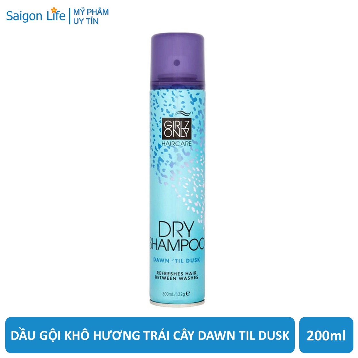 Dầu Gội Khô Girlz Only Dry Shampoo Hương Trái Cây Dawn Til Dusk (Xanh) - 200Ml