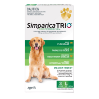 Simparica Trio – Viên Nhai Phòng Trị Ve Ghẻ Bọ Chét kết hợp Tẩy Giun Cho Chó từ 2.5kg-40kg (Hộp 3 viên)