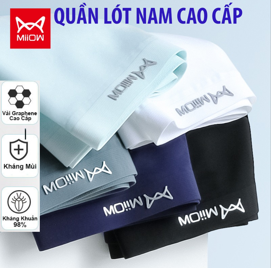 [Hoàn Tiền 15%] Combo 4 quần lót nam cao cấp quần sịp đùi nam boxer Miiow kháng mùi kháng khuẩn chun