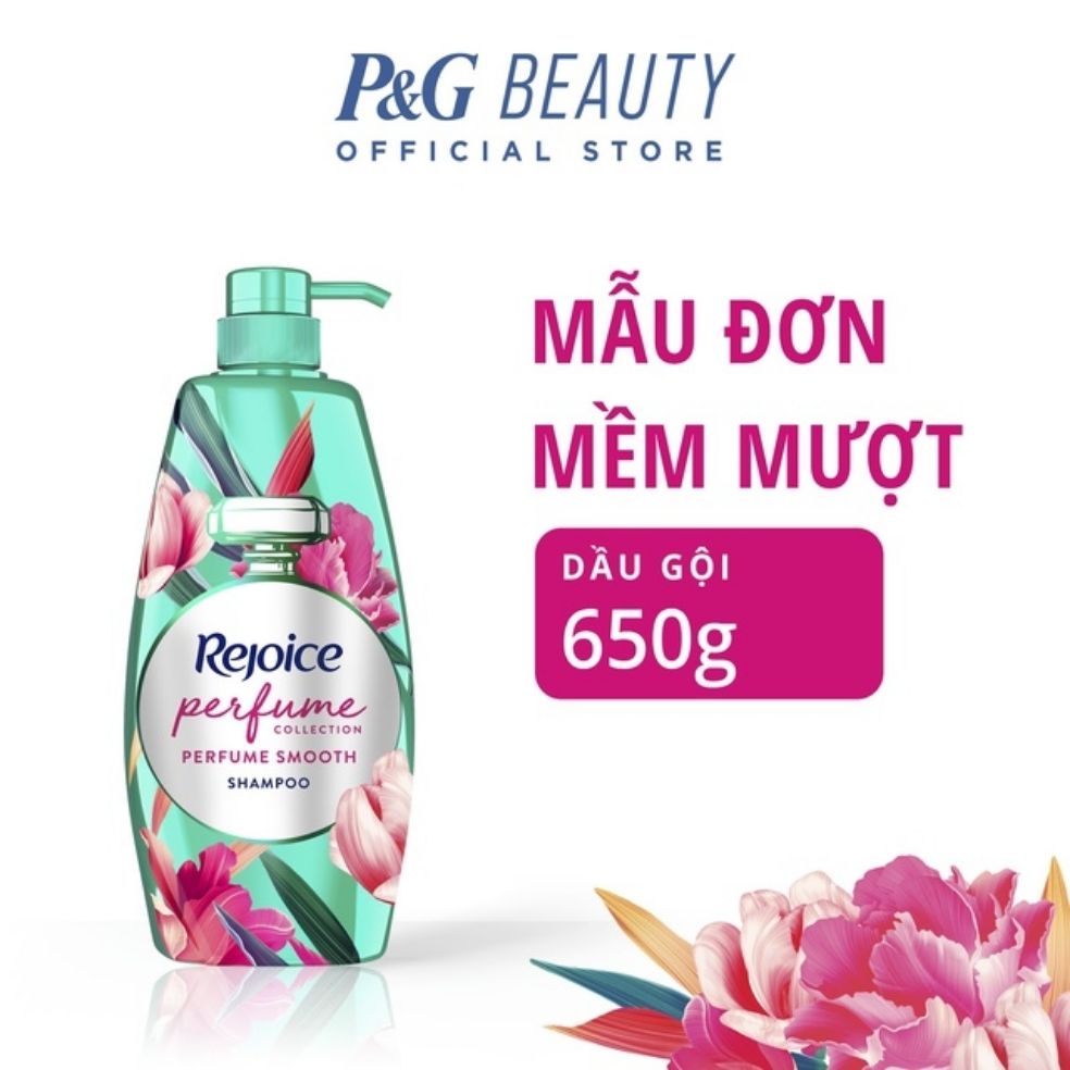 Dầu Gội Dưỡng Suôn Mượt Rejoice Nước Hoa 650G - Hoa Mẫu Đơn