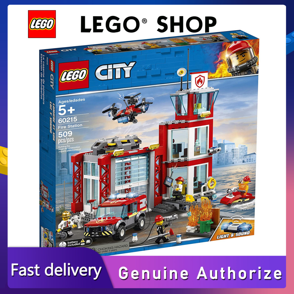 【Hàng chính hãng】 LEGO Bộ đồ chơi Lego City Fire Station 60215 Fire Rescue Tower Building với đồ chơi xe cấp cứu bao gồm các nhân vật lính cứu hỏa mini thích hợp cho bé chơi sáng tạo (509 miếng) đảm bảo chính hãng Từ Đan Mạch
