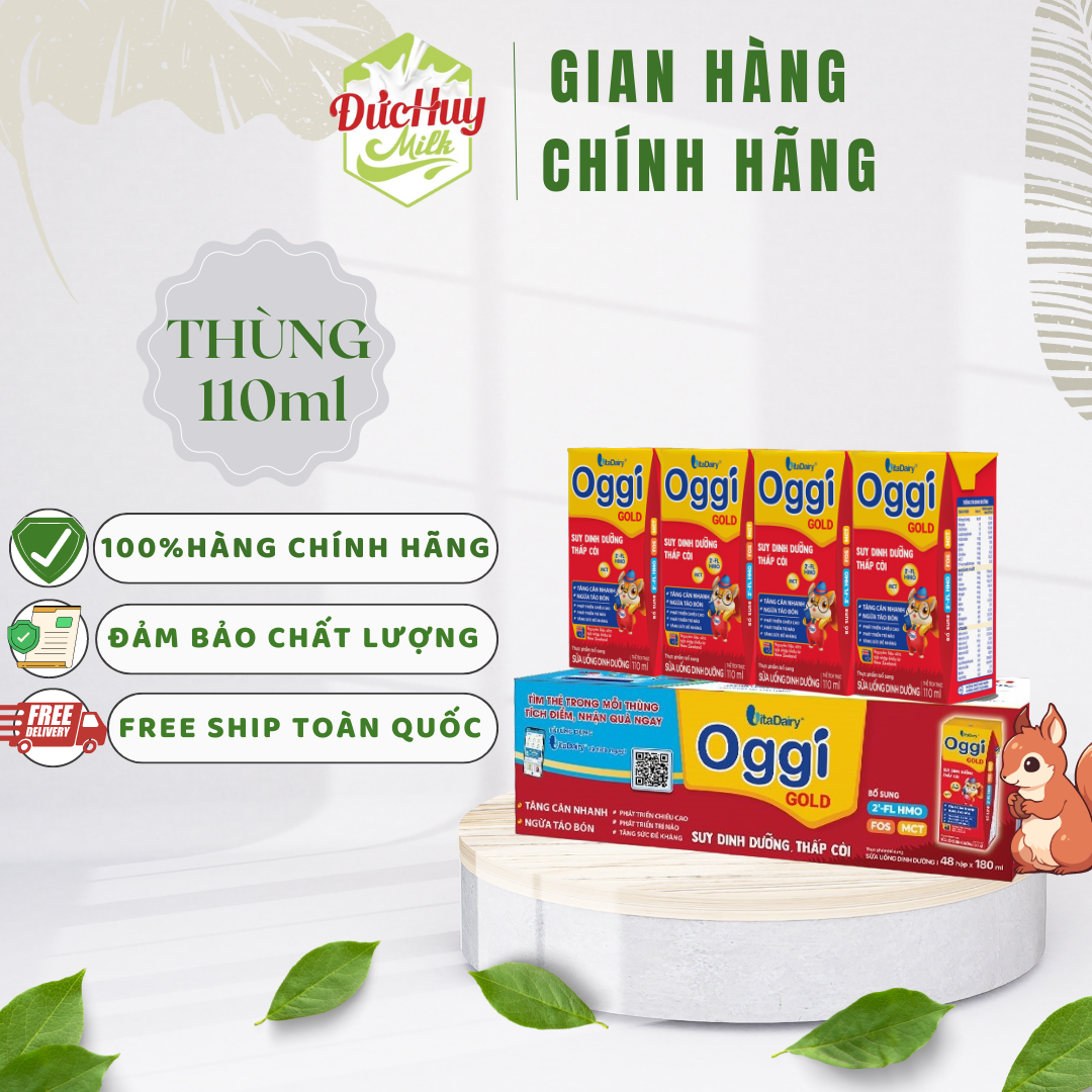 Thùng 48 hộp sữa bột pha sẳn Oggi Gold 110ml và 180ml