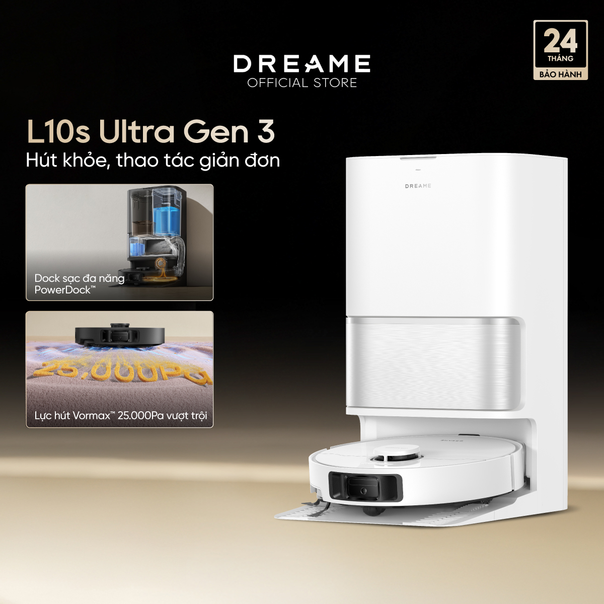 Robot lau sàn hút bụi tự làm sạch thông minh Dreame Bot L10 Ultra/ L10s Ultra Gen 2/ D20 Ultra / L10