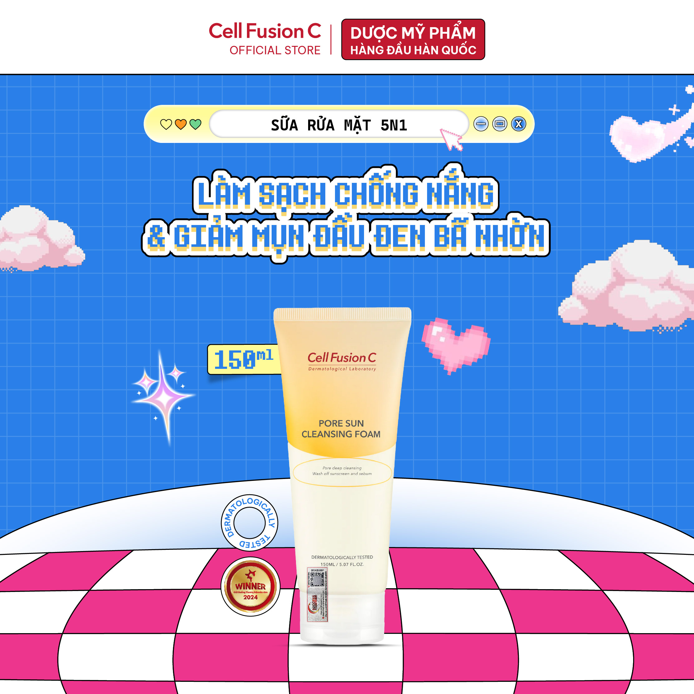 Sữa Rửa Mặt 5 trong 1 Cell Fusion C Pore Sun Cleansing Foam