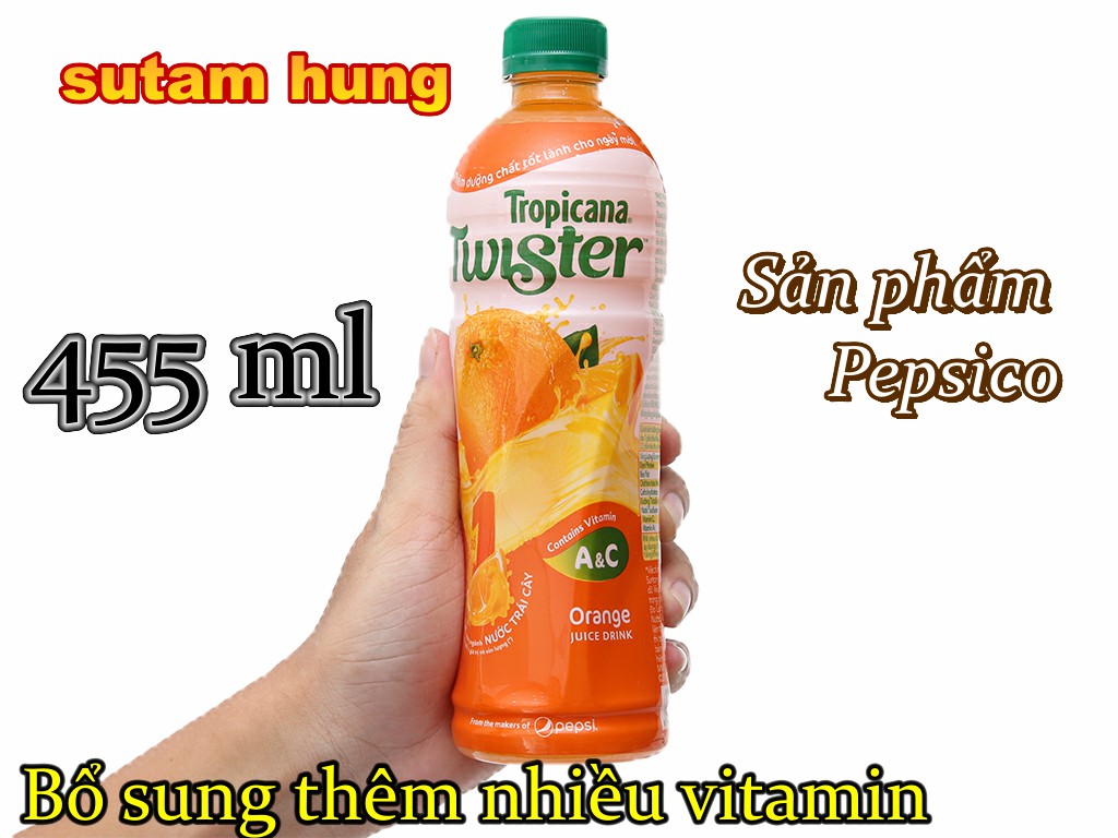 Nước Cam ép Twister Tropicana 1 Chai   ( Lốc 6 chai 455ml ) bổ sung thêm nhiều vitamin và năng lượng hương vị thơm ngon tốt cho sức khỏe. sth