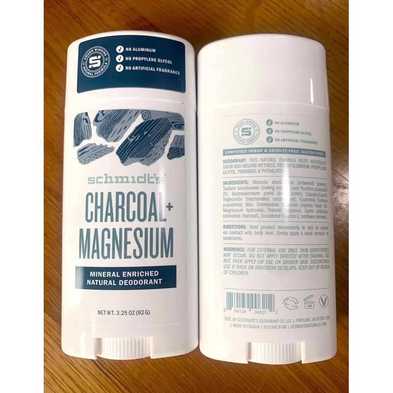 Lăn Khử Mùi Schmidts Natural Deodorant Charcoal + Magnesium 92G Của Mỹ