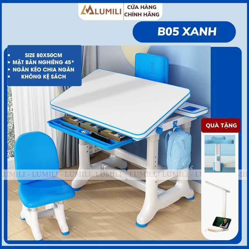 Bàn học sinh trẻ em lumili bàn học  thông minh chống gù chống cận cho bé  C05 size to mặt bàn lớn 80