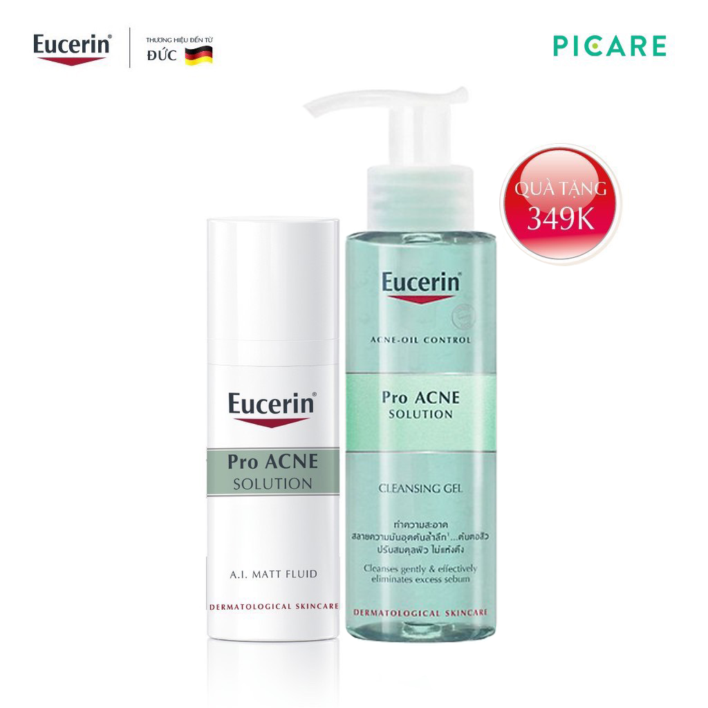 [ Mua 1 Tặng 1] Kem Dưỡng Giảm Mụn Eucerin Proacne A.i Matt Fluid 50Ml Tặng Gel Rửa Mặt Cho Da Nhờn Mụn 200Ml